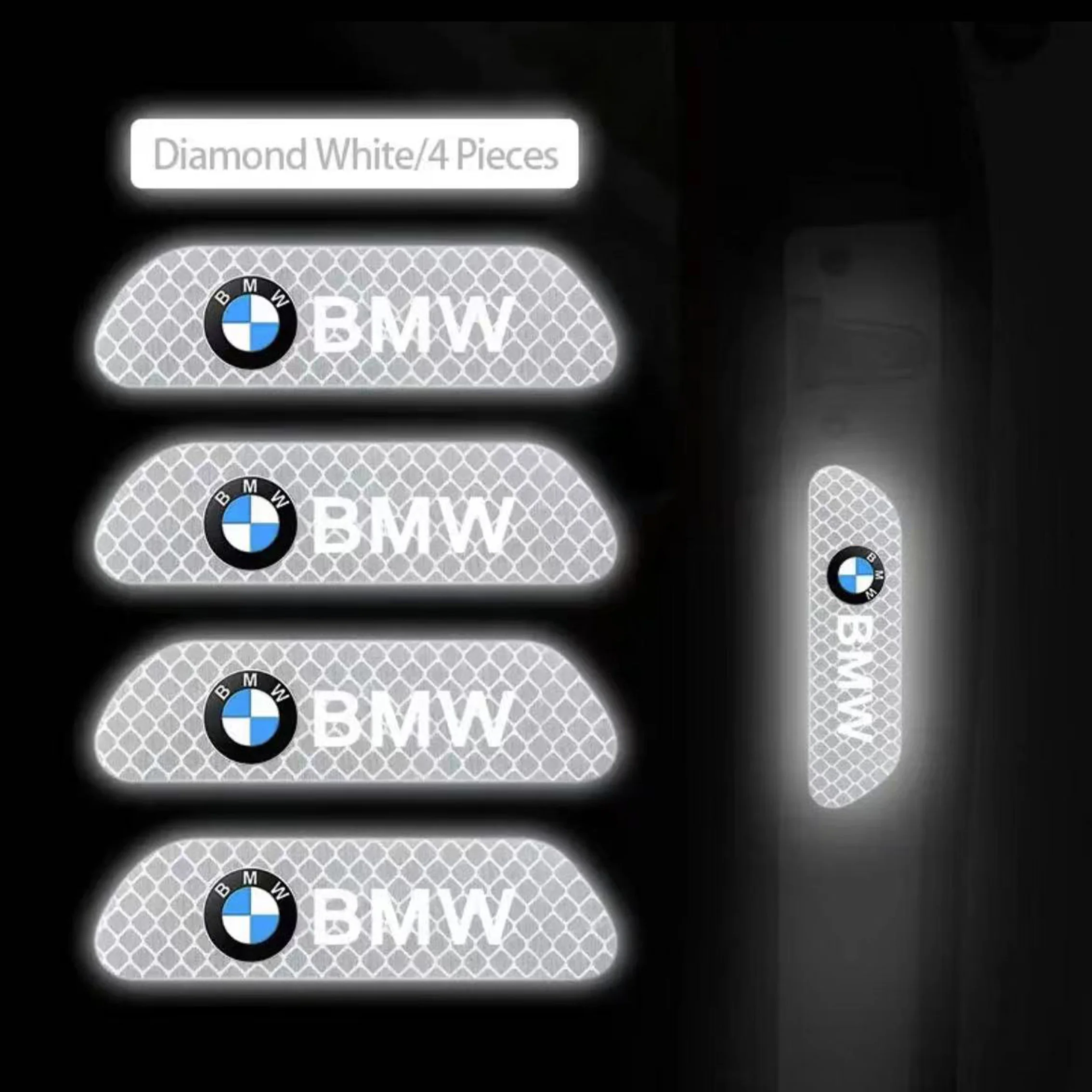 4PCS/set For BMW E46 E39 E90 E60 E36 F30 F10 E34 E30 F20 E92 M3 M4 X5 X6 Car Reflective Strips Warning Stickers Accessories