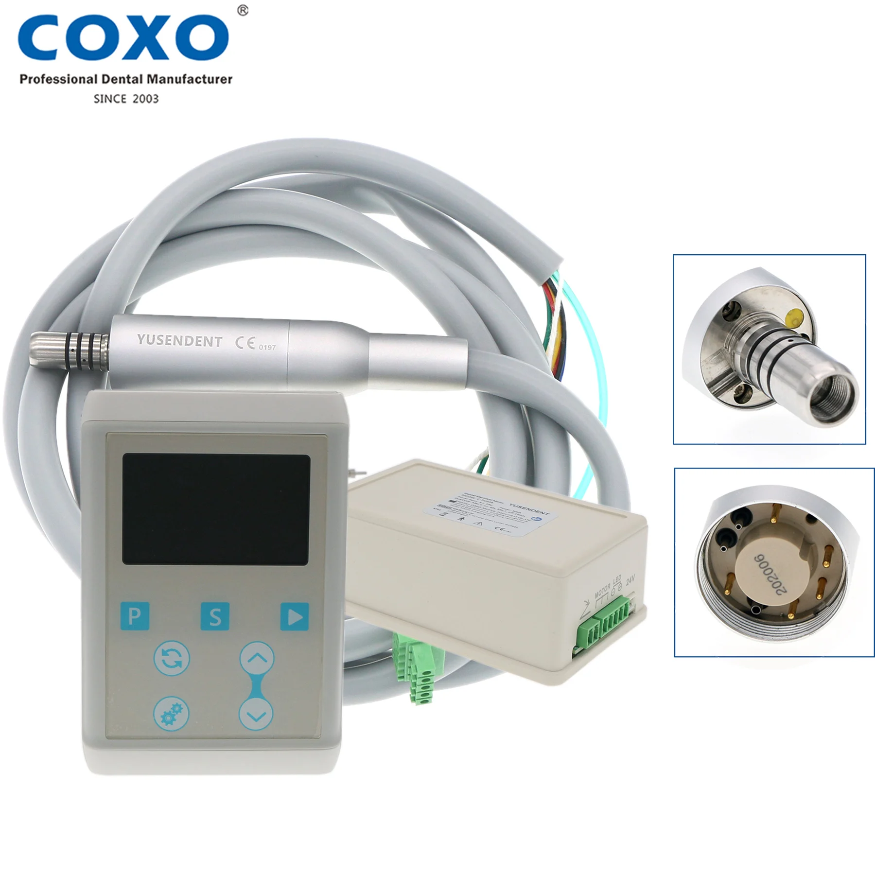 COXO YUSENDENT Dental Electric Micro Motor Low Speed Inner Water Fiber Optic Contra Angle/Straight Handpiece CX235