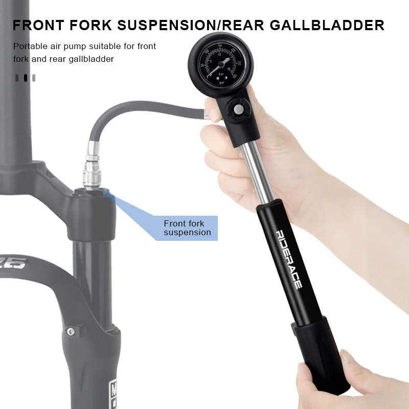 RIDERACE دراجة صدمة مضخة 300psi تعليق مضخة هواء مع قياس الضغط شريدر بريستا صمام AV FV شوكة الدراجة نافخة HV/HP #3