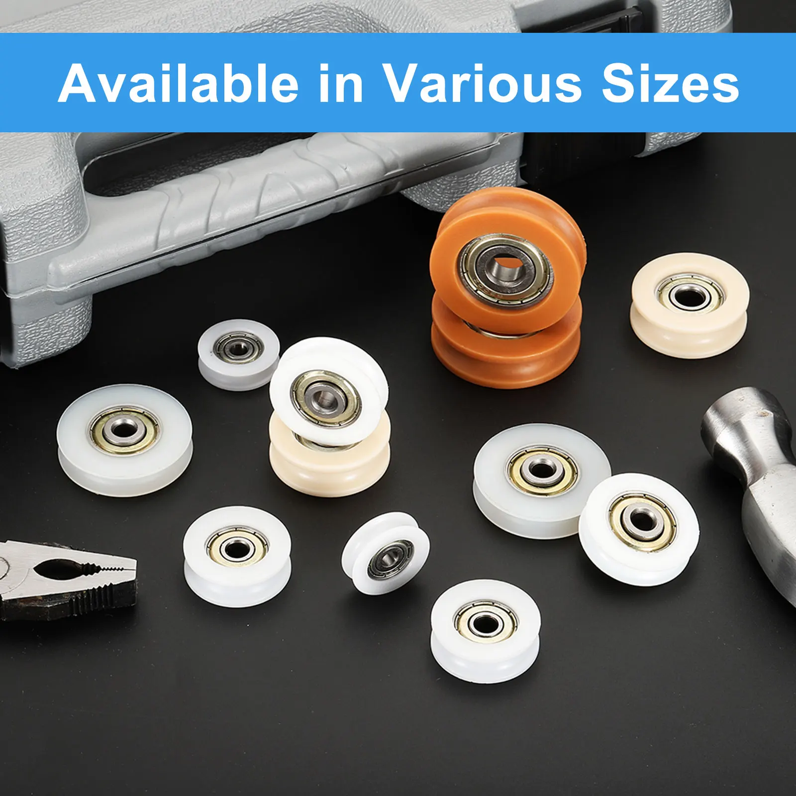 4/8/12/16Pcs U Type Groove Nylon Plastic Guide Bearing  U Type Pulley Roller Wheel Bearing Roller Wheels Beige/White/Light Brown