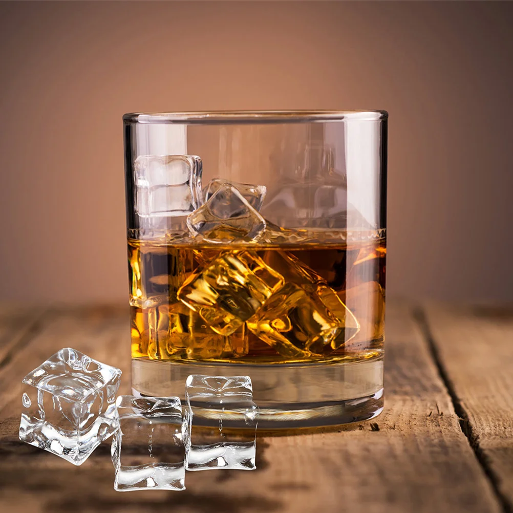 

60Pcs Acrylic Fake Ice Cubes Realistic Clear Reusable Decorative Photo Props for Bar Home Restaurant Food Photography