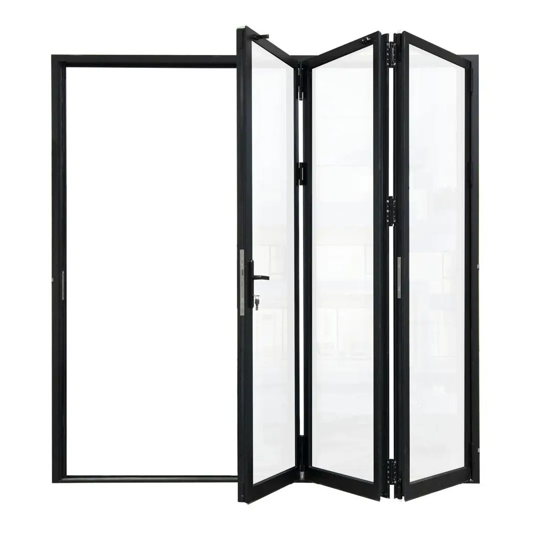 

Aluminum Frame Double Layer Glass Folding Door for Hurricane Protection and Living Room Sound Insulation Modern Folding Doors