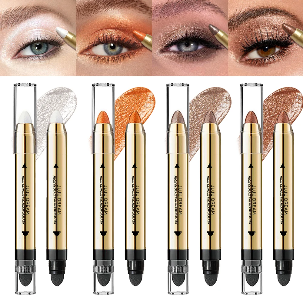 2 in 1 パールアイシャドウリップスティックペンシル 防水グリッターマットアイシャドウメイクアップ 高発色アイシャドウ（アイリッドアンダークリース用）