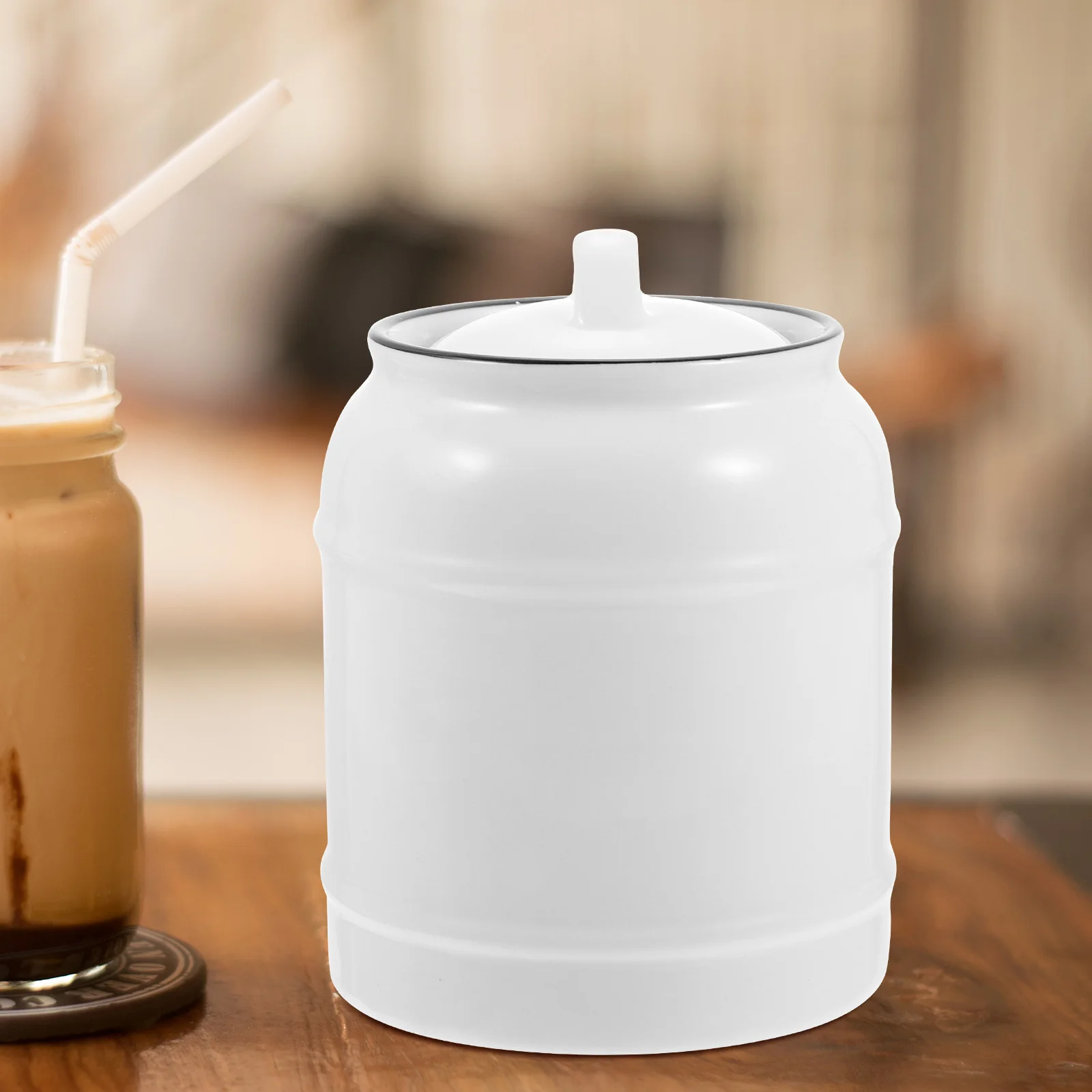 

1Pcs Elegant Ceramic Tea Canister Fine Craftsmanship Sealed Food Storage Jar for Home Restaurant Coffee Beans Organization