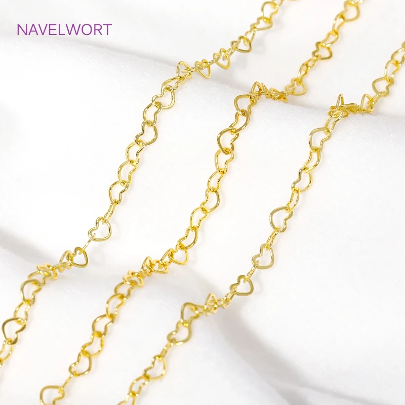 

Wholesale Bulk Chain 18K Gold Plated Brass Metal Shiny Heart Chain For Jewelry Making Supplies DIY Necklace Bracelet Accessories
