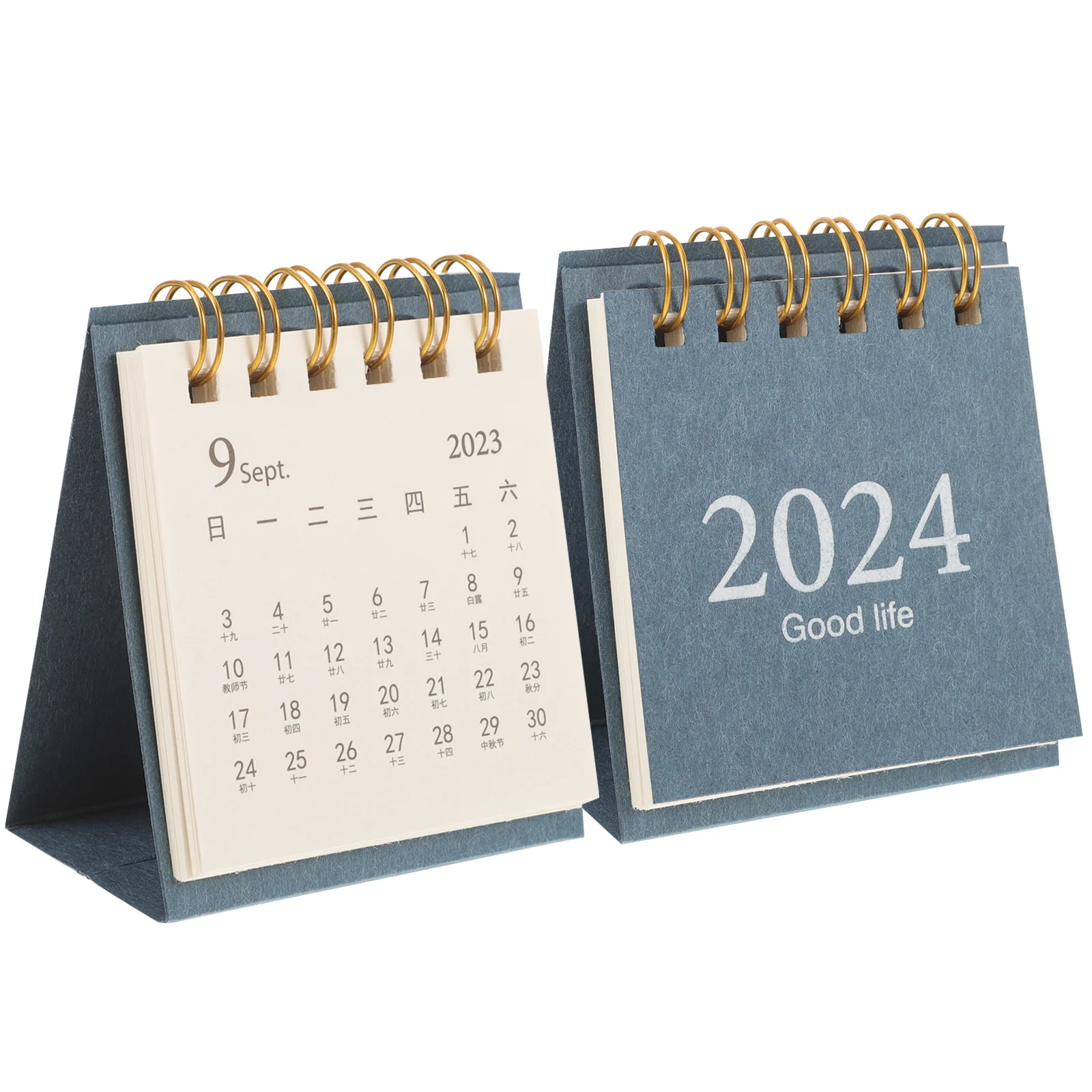 2 pçs mini calendário de mesa 2024 espiral flip calendário mensal pequeno organizador de mesa para escritório uso doméstico pequenos calendários de mesa