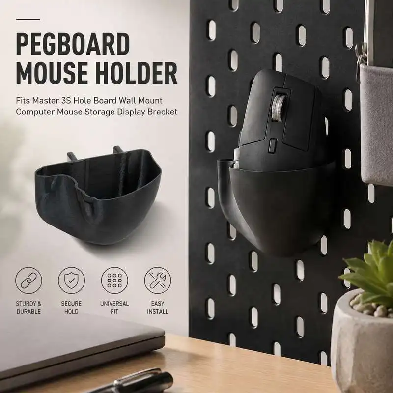 Pegboard Mouse Holder Fits Master 3S Hole Board Wall Mount Computer Mouse Storage Display Bracket