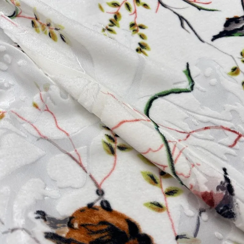 Silk multicolored velvet brocade and embossed fabric light luxury Chinese-style women's cheongsam