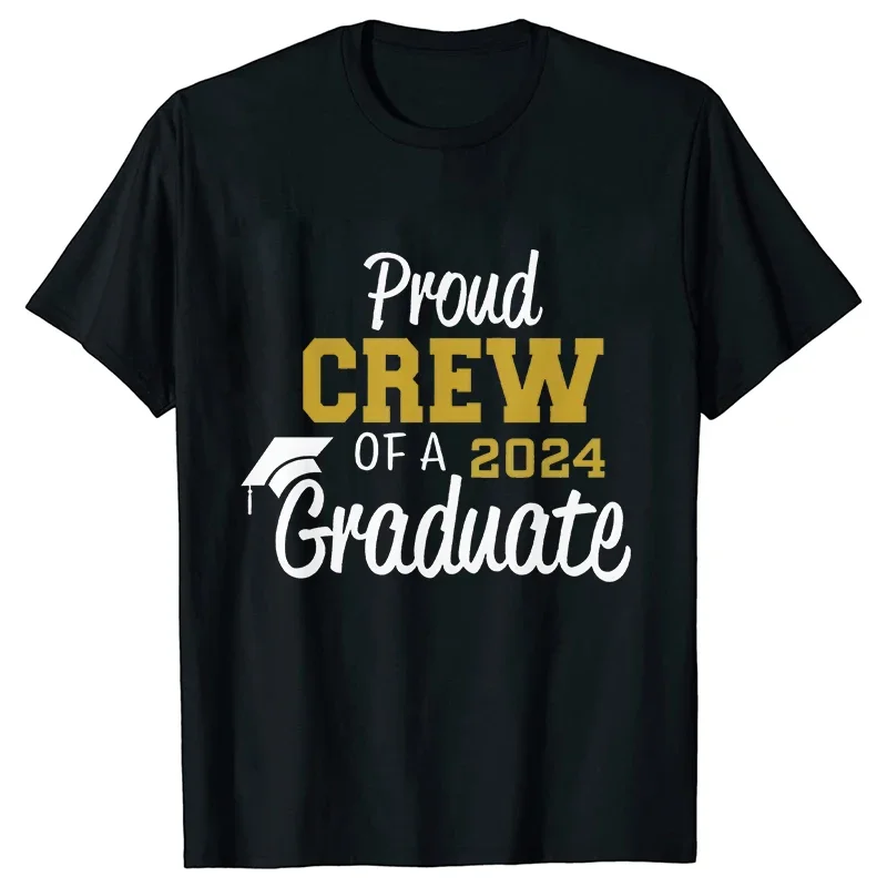 Proud Family of 2024 Graduate Graphic T-shirts Fashion Senior Family Clothes Short Sleeve Tees Class of 2024 Graduation Tops