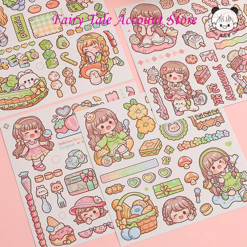 Imagem -03 - Telado Sticker Handheld Ledger Cute Cartoon Ins Estilo Papel Infantil Materiais de Decoração para Meninas