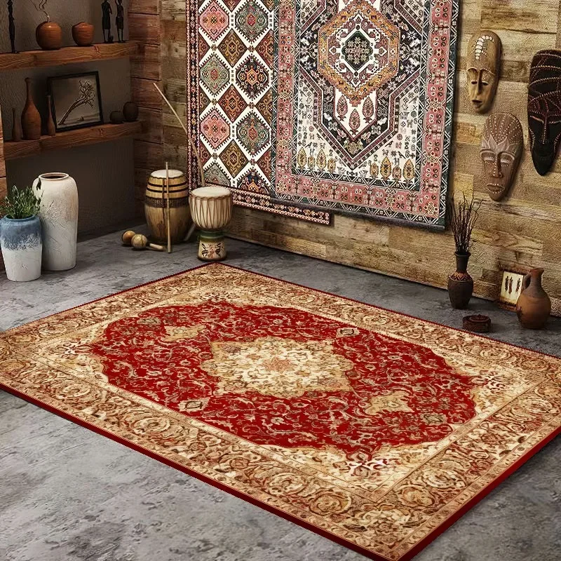 Persian American Retro Carpet Large Area Living Room Decoration Home Ethnic Style Bedroom Rug Cloakroom Lounge Soft Mat Washable