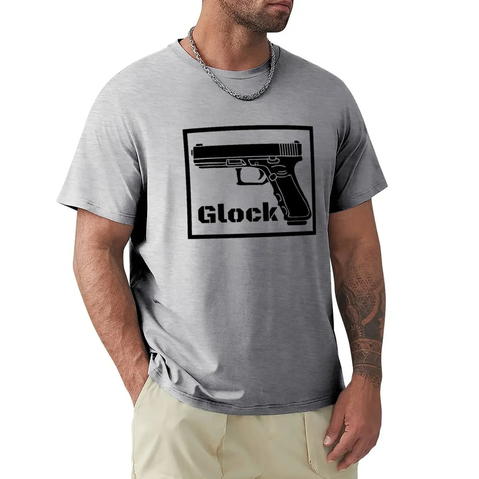 Glock handgun black silhouette T-shirt vintage clothes oversizeds mens graphic t-shirts