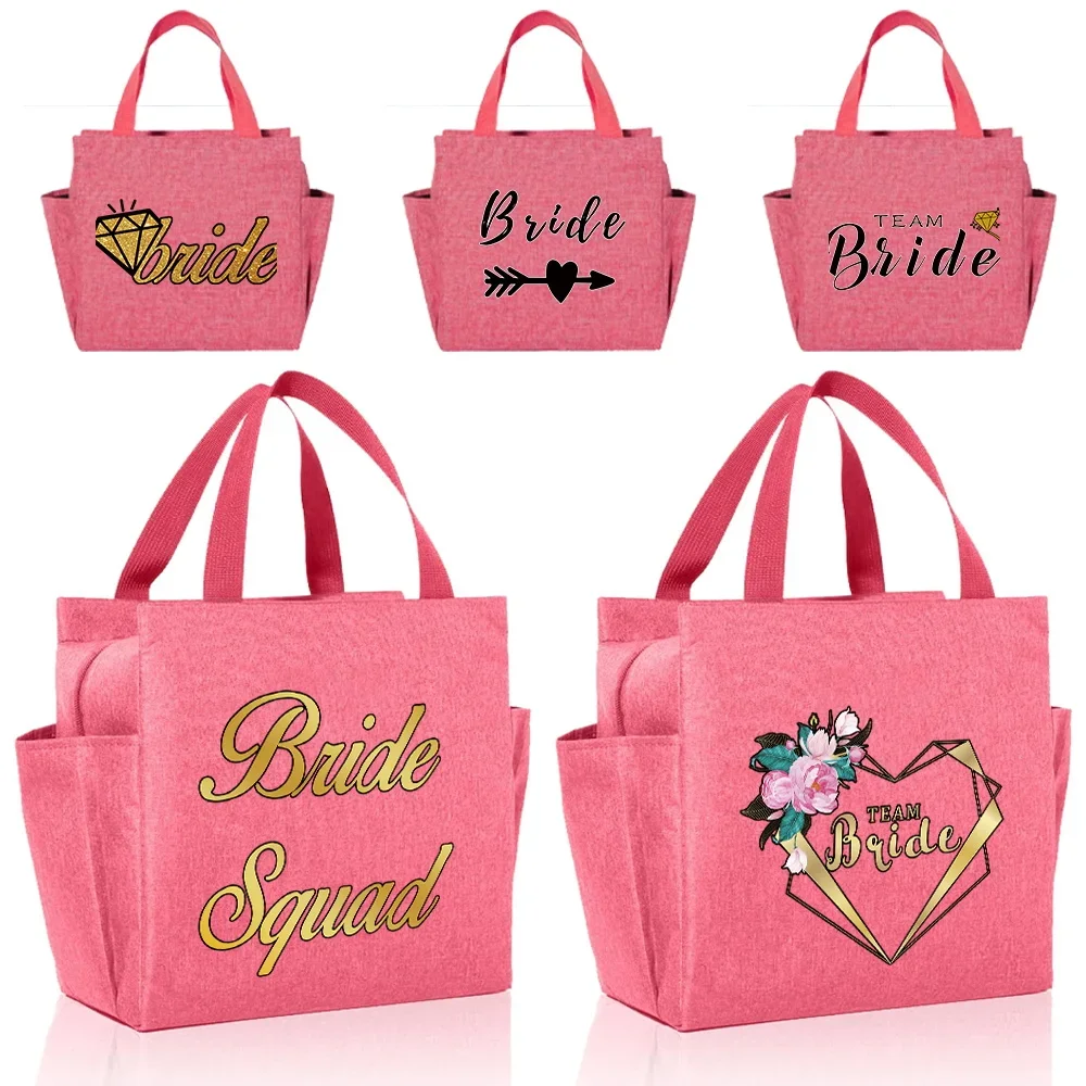 BIG Capacity Thermal Pink Cute Lunch Food Bag Box for Kids Cooler Waterproof  Original Design Bride Series Printing Insulated