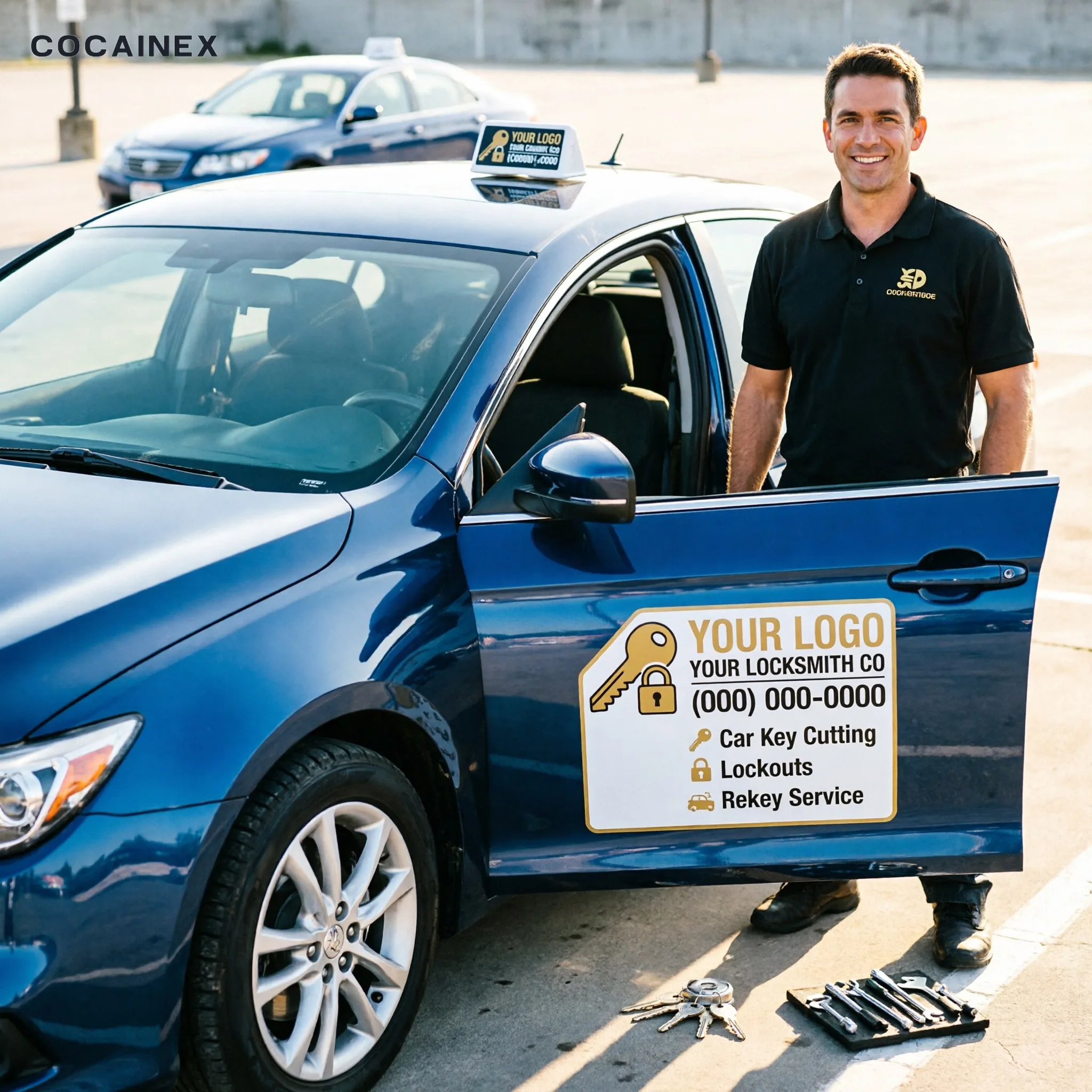 Custom Locksmith Business Vinyl Decal – Vehicle Sticker, Logo Phone Services, Waterproof PVC, Free Preview