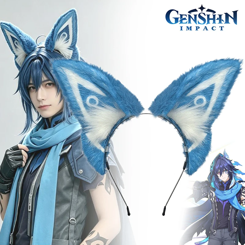 Game Genshin Impact Ororon Cosplay Hairband Plush Fox Ear Headwear Beast Ear Headband Halloween Hair Accessories