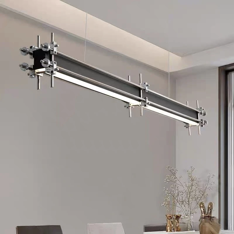 

Дизайнерские прямоугольные подвесные светильники в индустриальном стиле, современный минималистичный креативный художественный обеденный стол, остров, бар, прямая полоса, офис