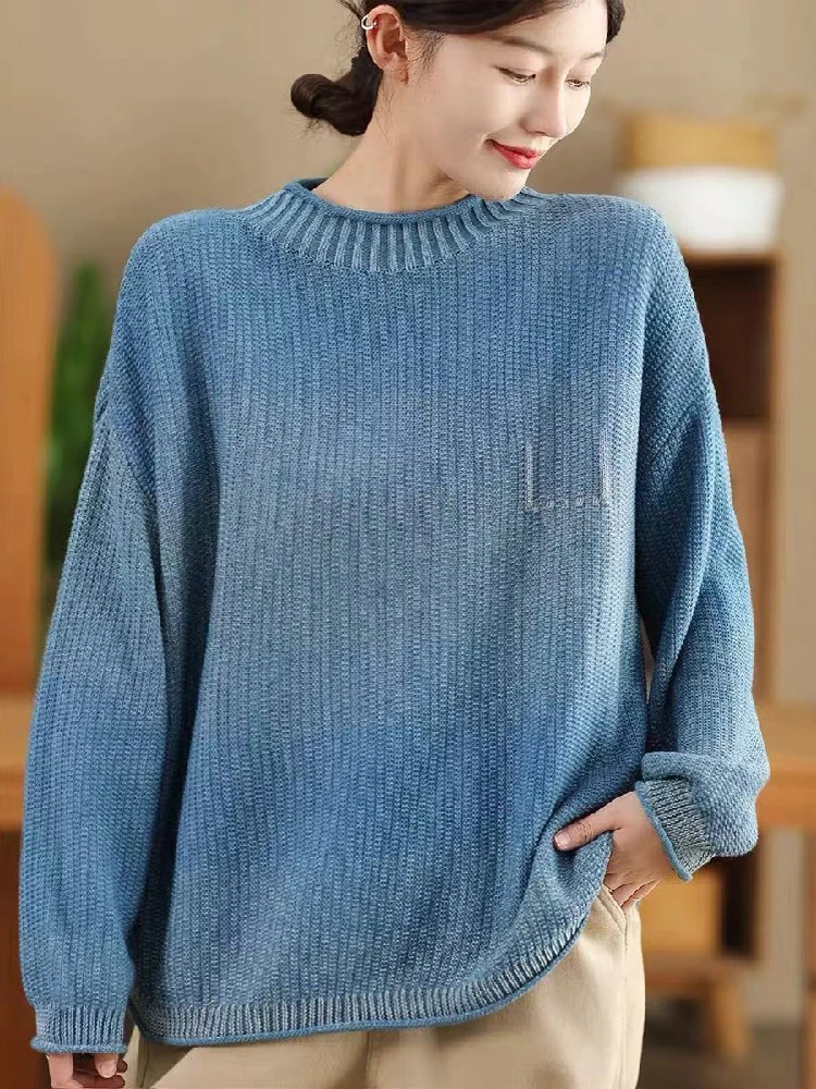 Max LuLu Knitted Classic Winter Females Turtleneck Pullover Fashion Luxury Sweaters Vintage Loose Big Size Casual Cotton Jumpers