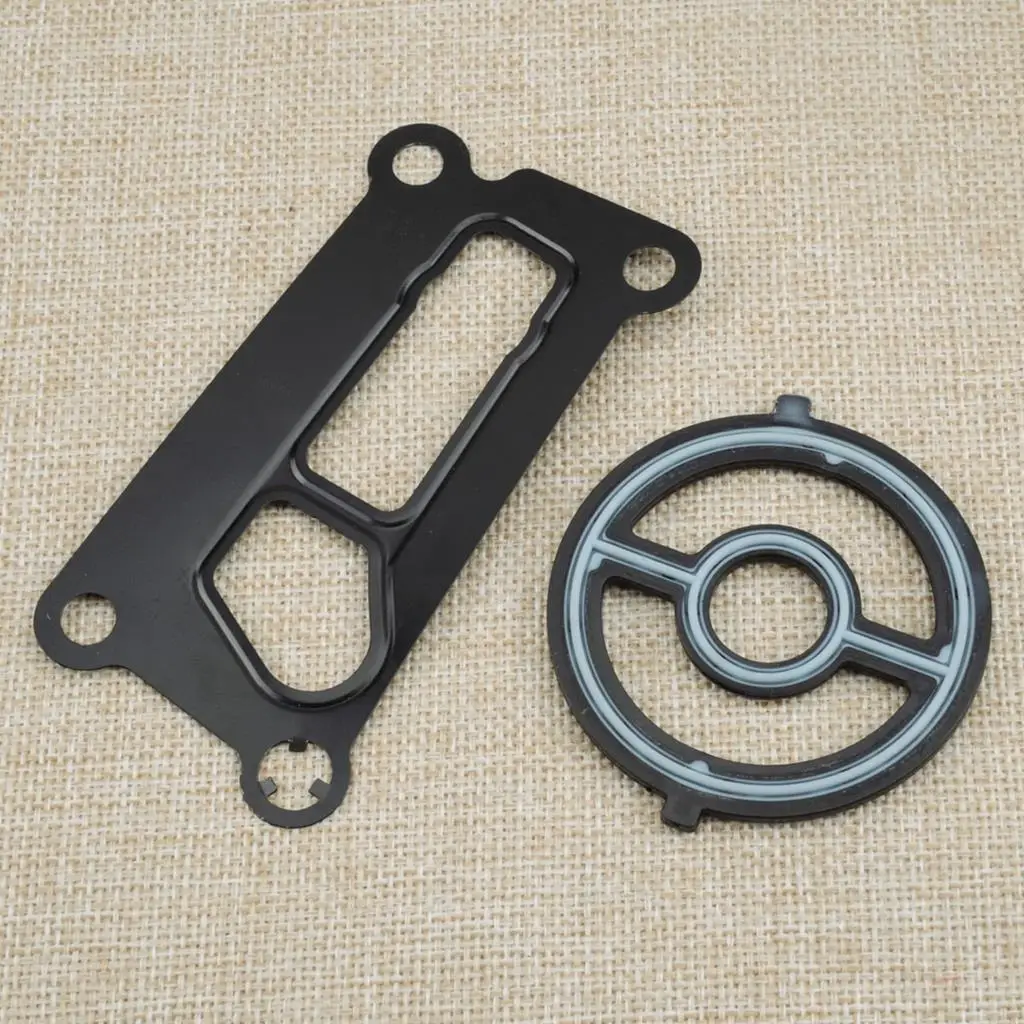 LF0214342 LF0214700 2Pcs/Set Engine Oil Cooler Filter Housing Gasket Seal Fit for Mazda 3 5 6 CX7 MX5 Miata Tribute 1S7Z6A642AAA