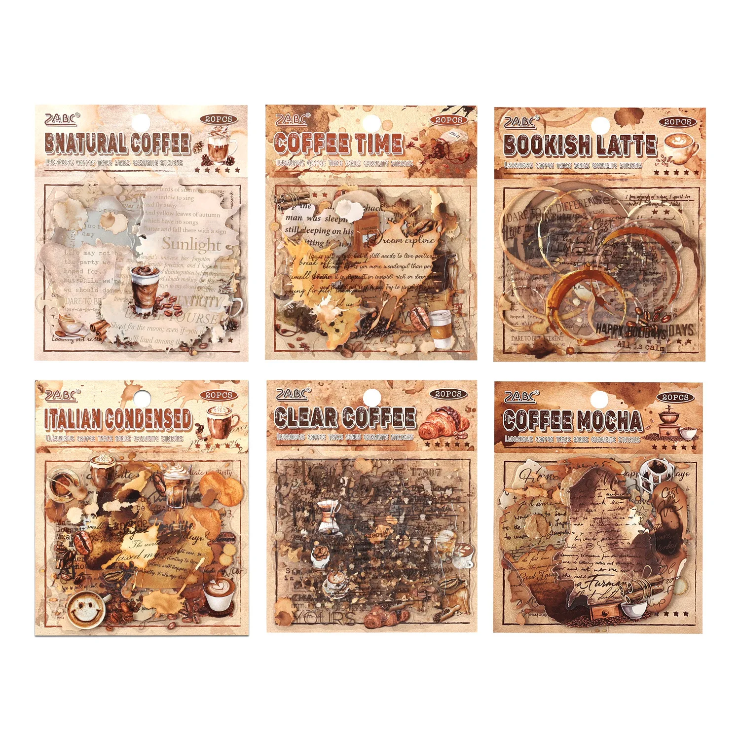 

4packs/lot Kawaii Stationery Stickers Rich Aroma Coffee Trail Junk Journal Paper stickers Planner Decorative stickers