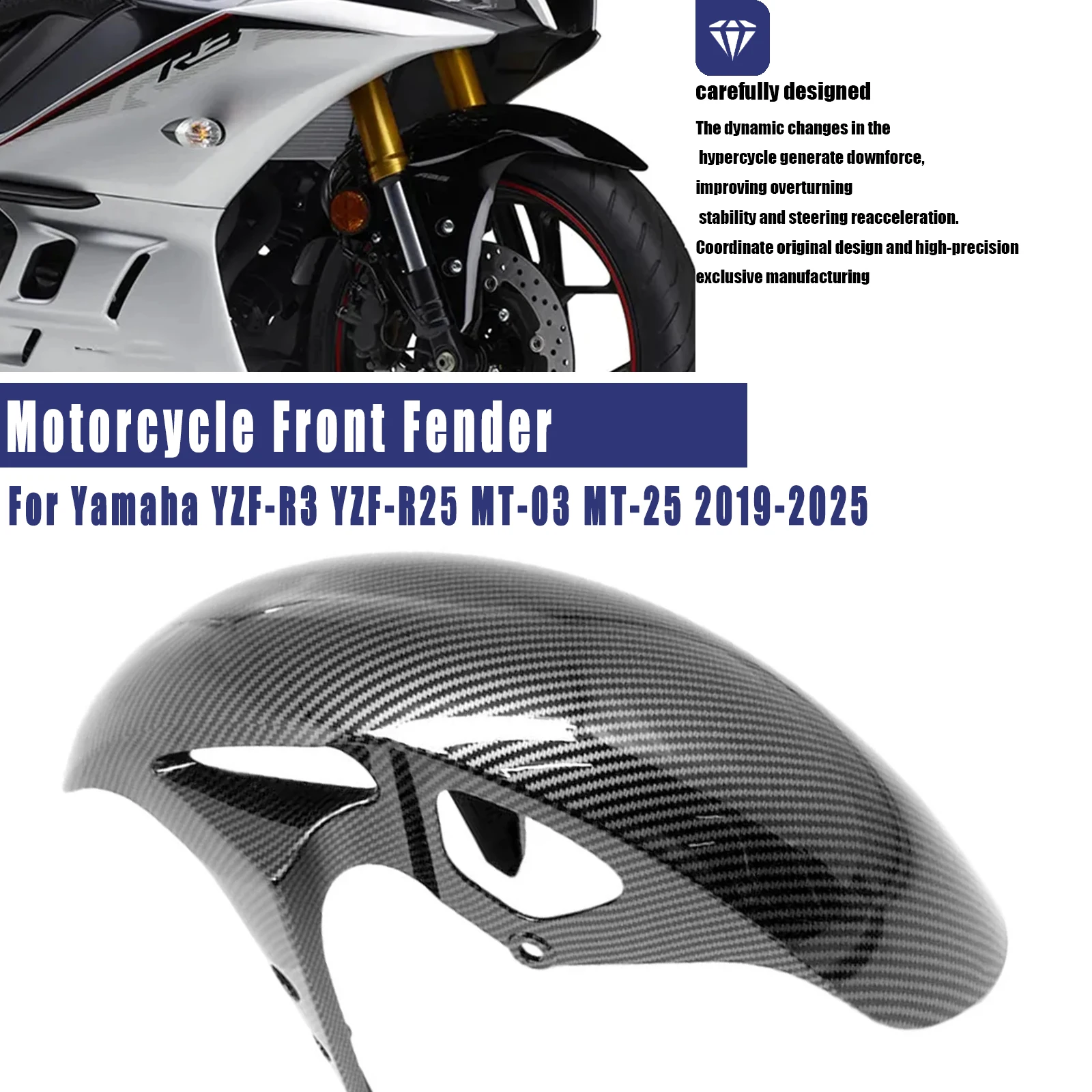  For YAMAHA MT-03 MT03 YZFR3/R25 2019-2025 Motorcycle Splash Guard Front Wheel Hugger Fender Mudguard Mud Splash Mud Guard Cove