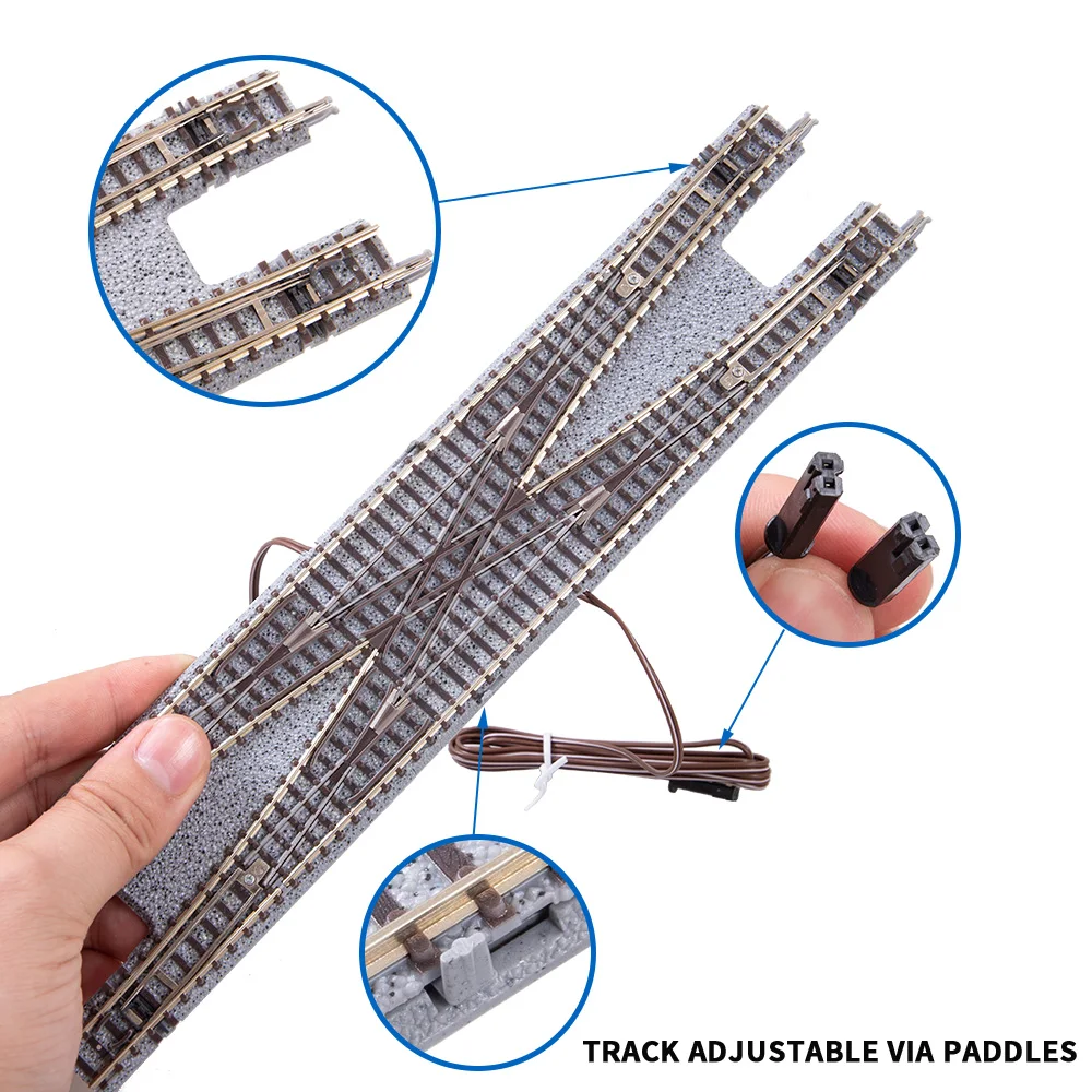 

Модель поездного трека N, масштаб 1:160 PX280, бренд 1247 Double Crossing Track Turnout для DIY железнодорожного железного поездного сцены, игрушки, 1 шт.