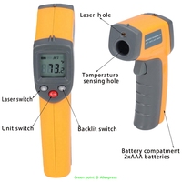 5PCS Portable Digital  GS320 Infrared Thermometer -50 ~ 360℃ (-58 ~ 680℉) Non-contact Laser Temperature Meter With LCD Backlight