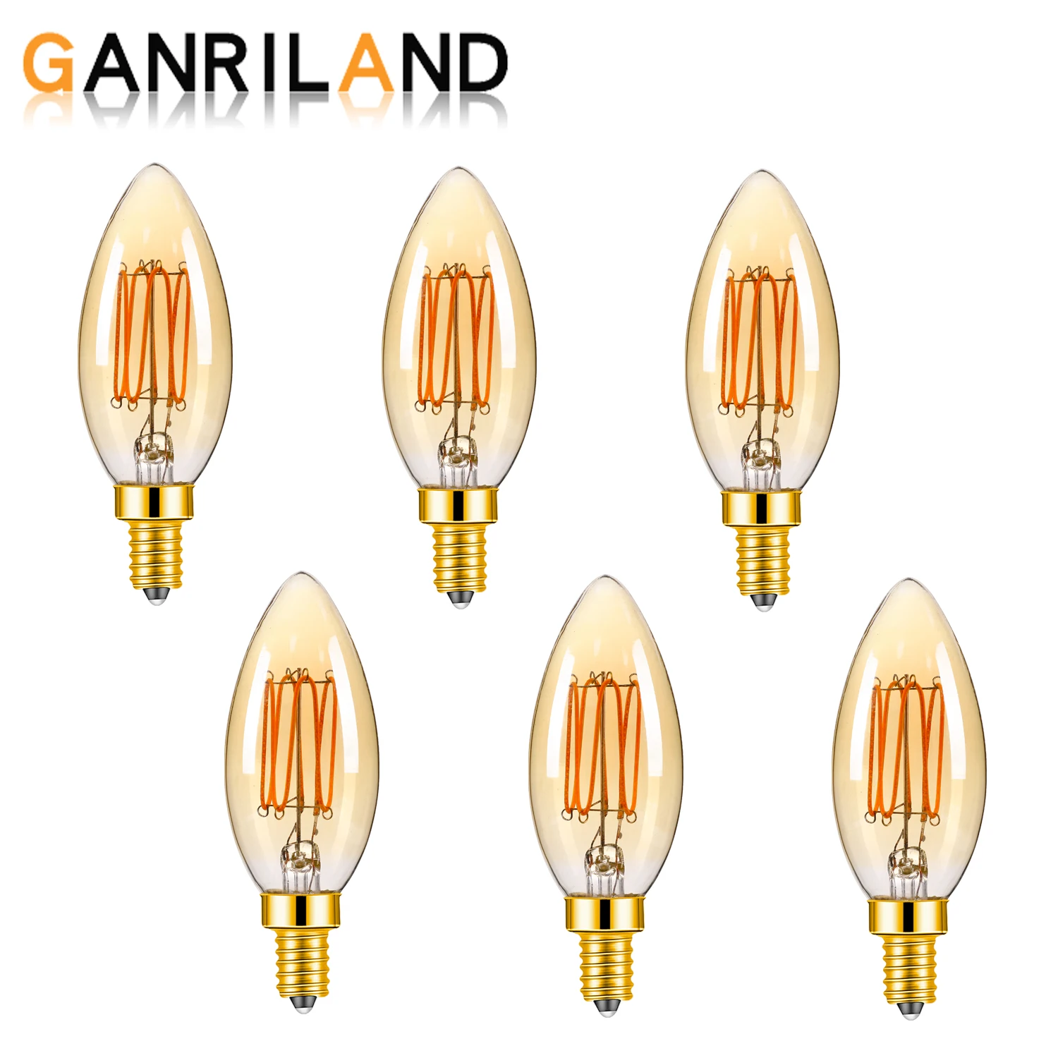 C35 Retro Edison Candle Bulbs E14 LED Spiral Filament Light Bulbs 3W Vintage 1800K 220V Warm Light Decorative Candelabra Lamp