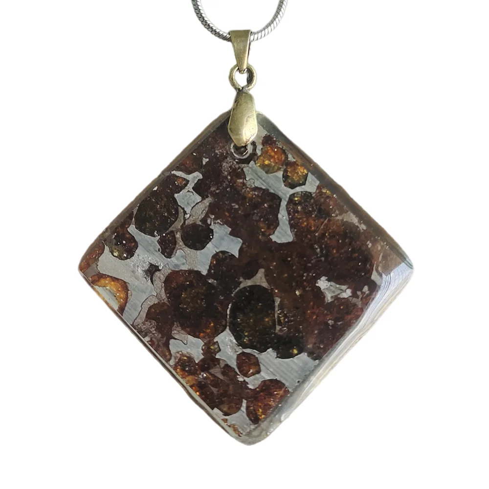 Sericho Olive Meteorite Slice Natural Meteorite Material Jewelry Kenya Olive Meteorite Necklace