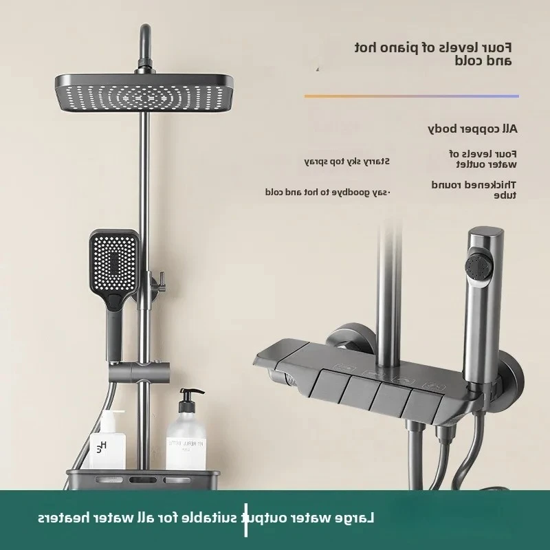 Shower Set Faucets Bathroom  Piano Button Switch Bath Shower Rain Shower Complete Bathroom Head Douche