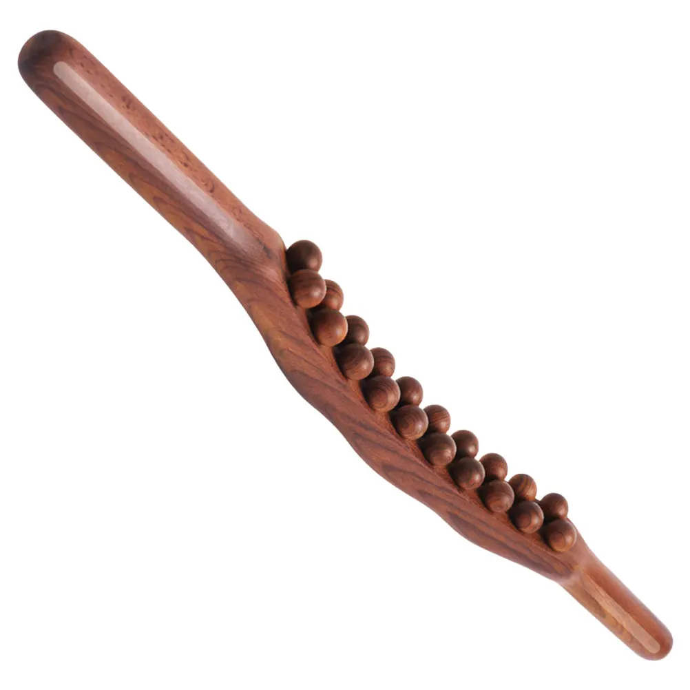 

Massage Scraping Stick Deep Color Wood Body Tool 20 Beads for Home Office Travel Shoulder Waist Legs Neck Foot Relaxation