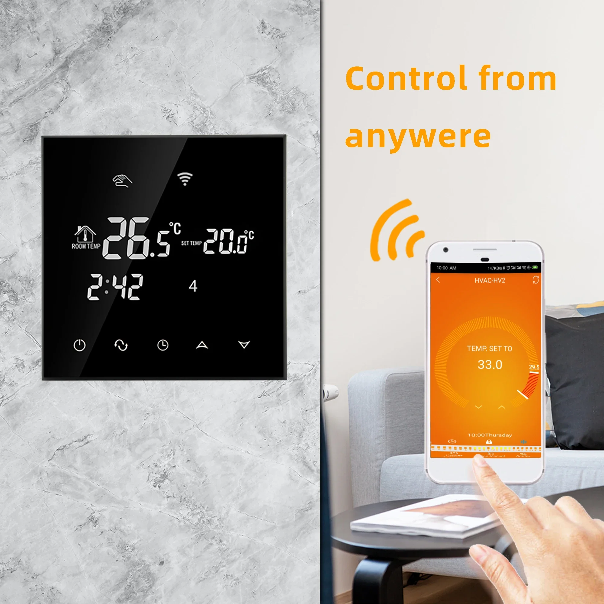 Minco Heat Smart Wifi Termostato 3A/16A para aquecimento de piso/caldeira de água/gás LCD Touch Screen Termostato com sensor