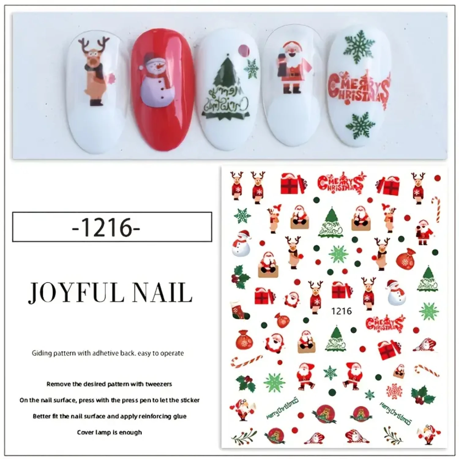 Festive Christmas Nail Sticker Set with Santa Claus, Sparkling Christmas Tree, Delicate Snowflake, Adorable Christmas Deer, Fest