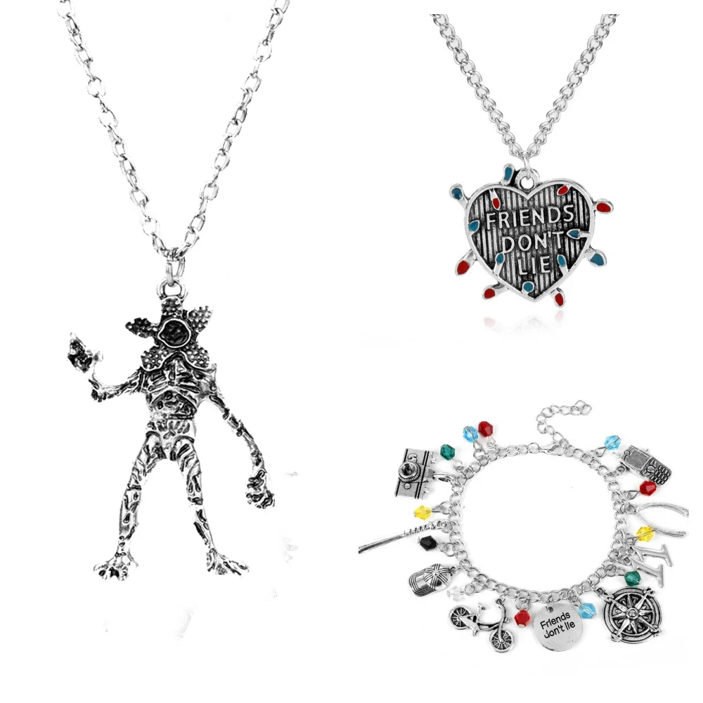 Nuevo collar Demodogs y Demogorgons Monster colgante collar pulsera Cosplay película joyería para hombres mujeres regalos