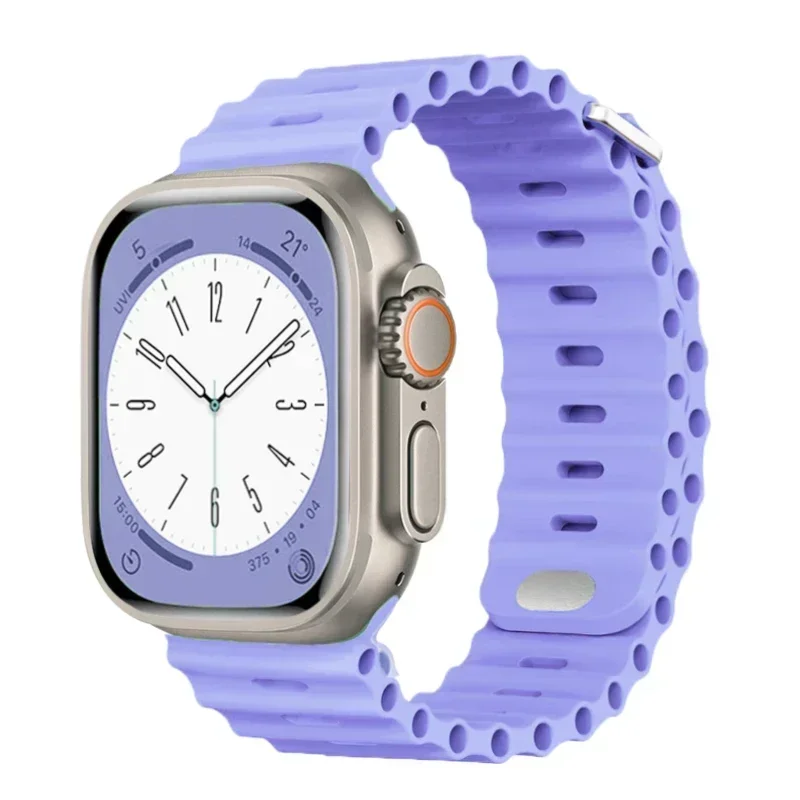 Oryginalny silikonowy pasek 1:1 Ocean do zegarka Apple 49 mm Ultra 44 mm 45 mm 40 mm 42 41 mm bransoleta iWatch seria 9 8 7 6 5 4 3 se