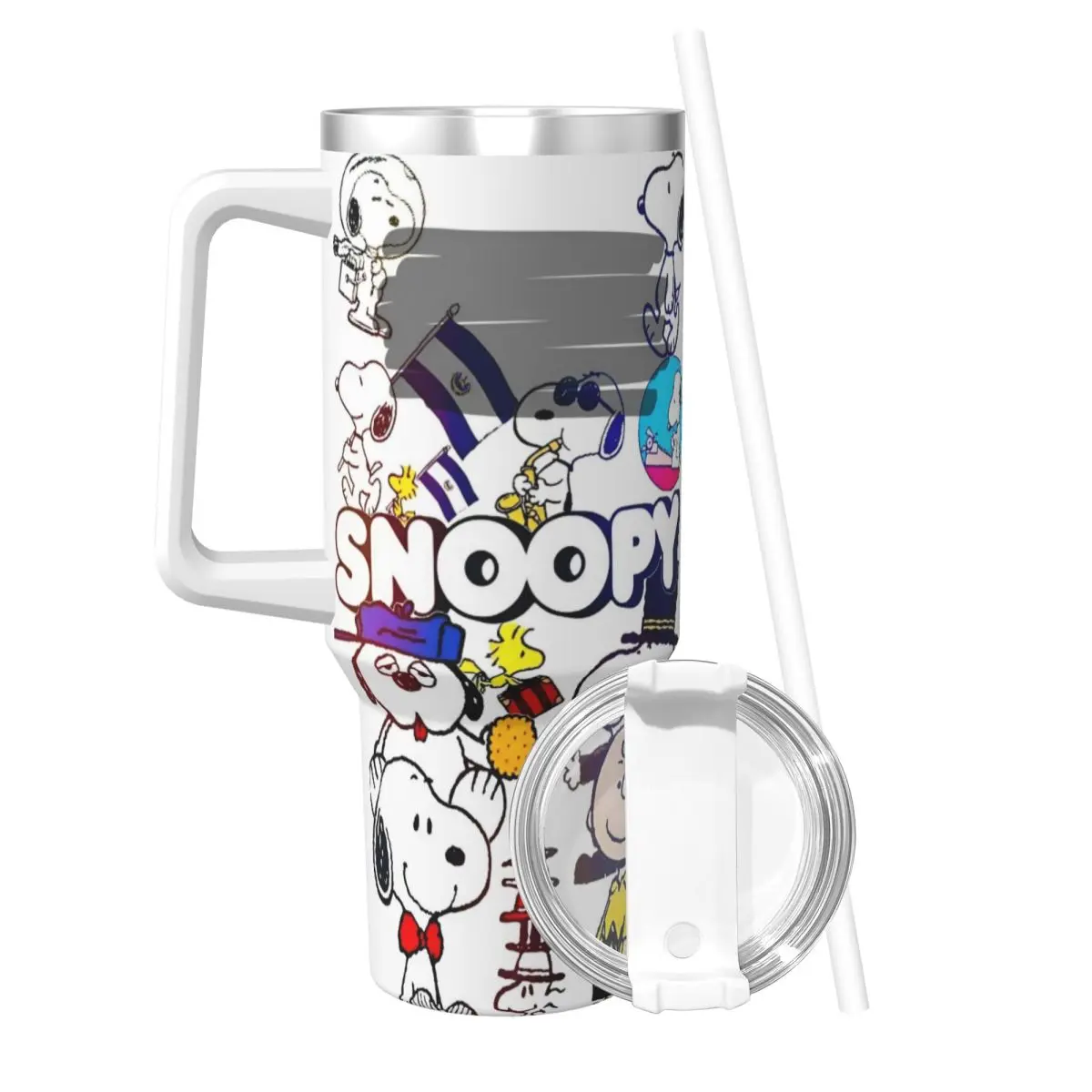 Snoopy Peanuts Tumbler Cold and Hot Water Bottle Leakproof Stainless Steel Thermal Mug Printed Driving Car Mugs