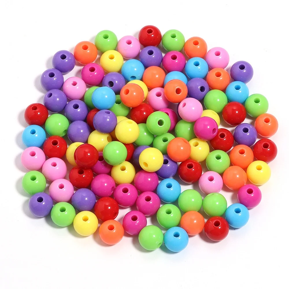 50-200pcs 6/8/10/12/mm Colorful Acrylic Round Beads Ball Loose Spacer Beads For Jewelry Making DIY Bracelet Necklace Accessories
