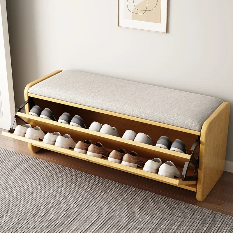 

Wooden Slippers Shoe Rack Modern Vertical With Seat Narrow Shoe Rack Space Saving Display Headboards Gabinete Entrance Furniture