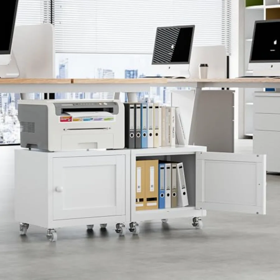 Small Printer Stand with Storage, Home Office Printer Table for Small Spaces, Under-Desk 3D Printer Stand with Wheels, for Offi
