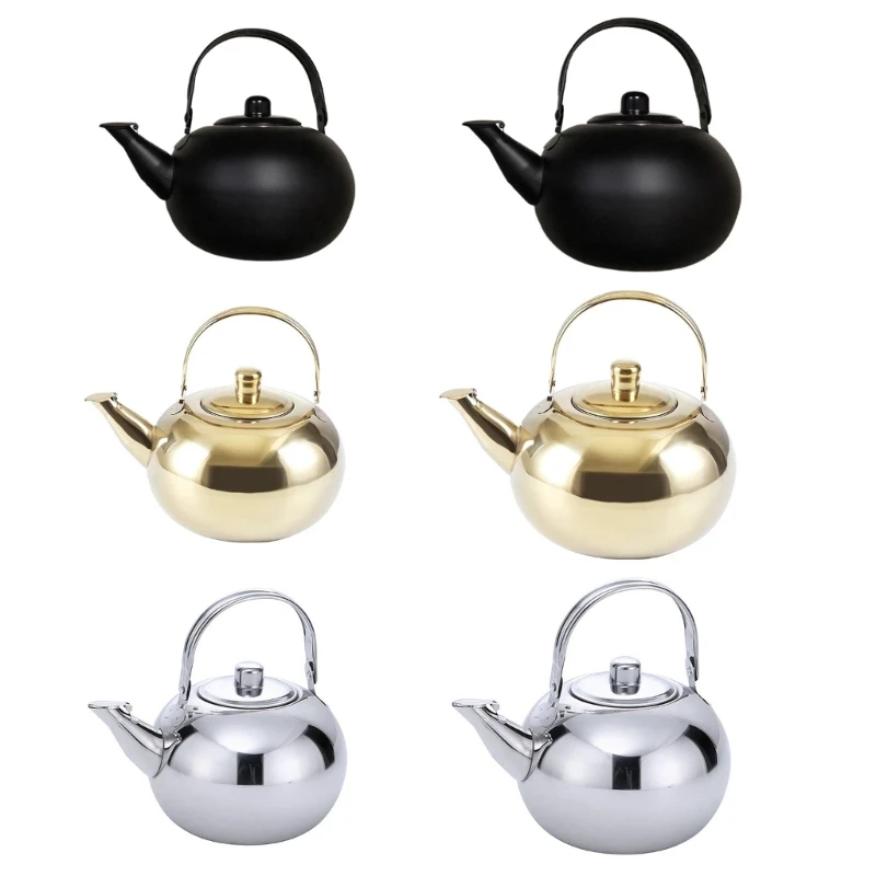 Stainsless Steel Teapots with Infuser Stovetop Kettles Round Coffee Teas Pots