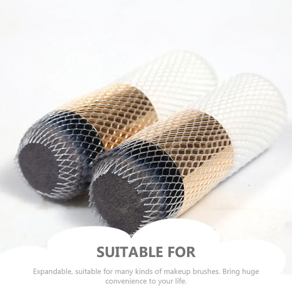 100Pcs Premium Pe Makeup Brush Mesh Covers Expandable Protective Covers for Clean Bristles Travel Drying Shape Retention Space