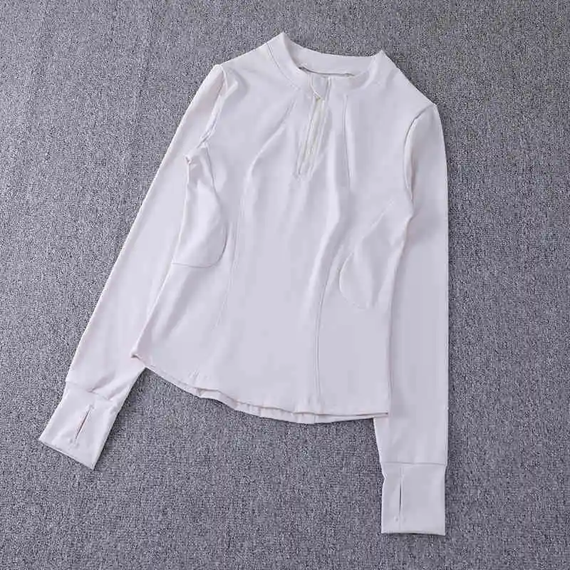 

Костюм для йоги с полумолнией; спортивный с длинными рукавами для утреннего бега, эластичный облегающий бег, быстросохнущий дышащий тренировочный сгусток для фитнеса