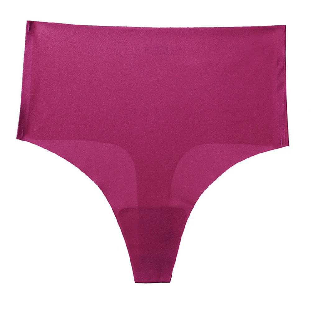 Women Sexy High-waisted Thong Briefs Ice Silk Traceless T Back Underpants Thin Breathable Soft Underwear Bikini Sport Knickers
