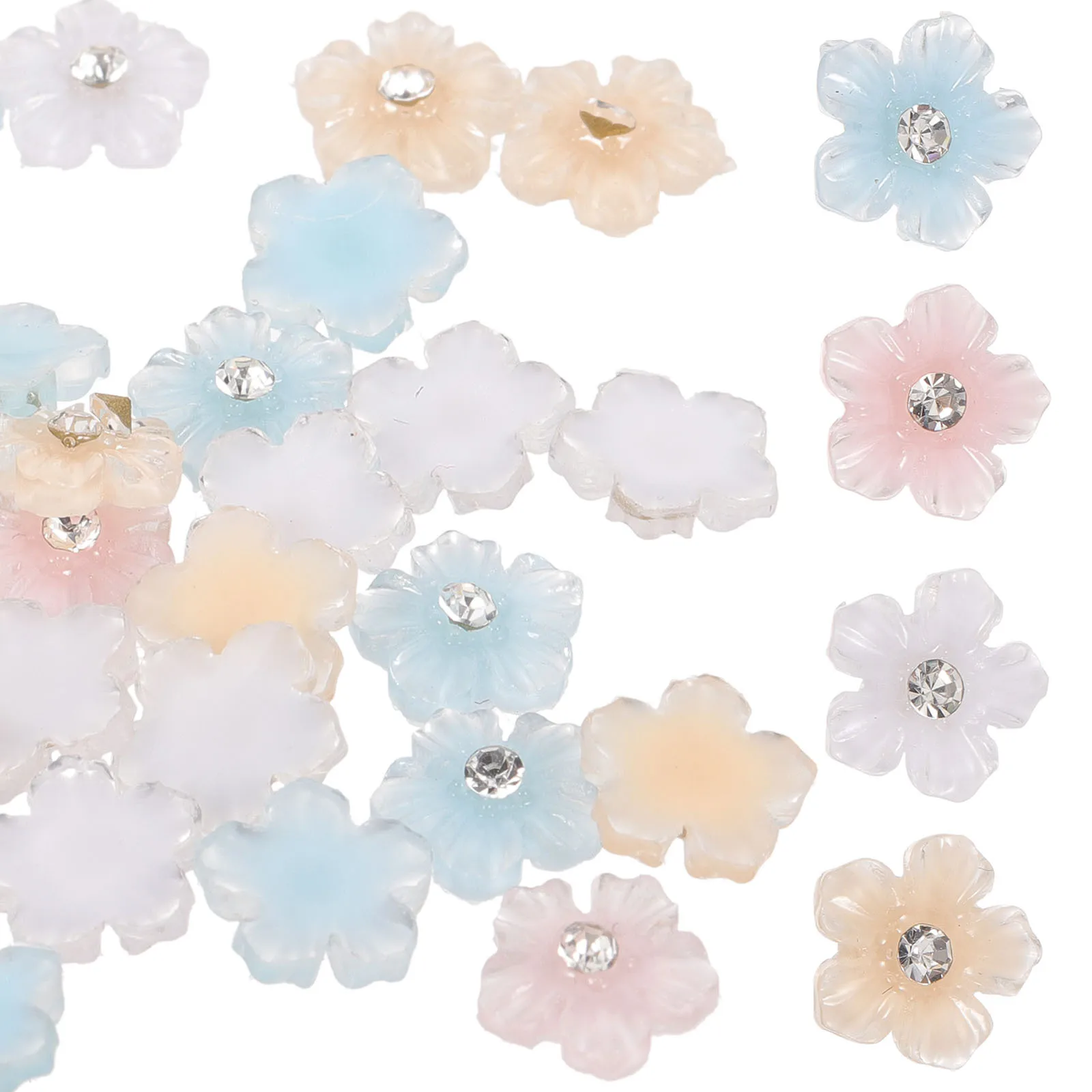 

3D Flowers Nail Charms Rhinestones Resin Chic Appealing Look Nail Jewels for Acrylic Nails DIY Decor