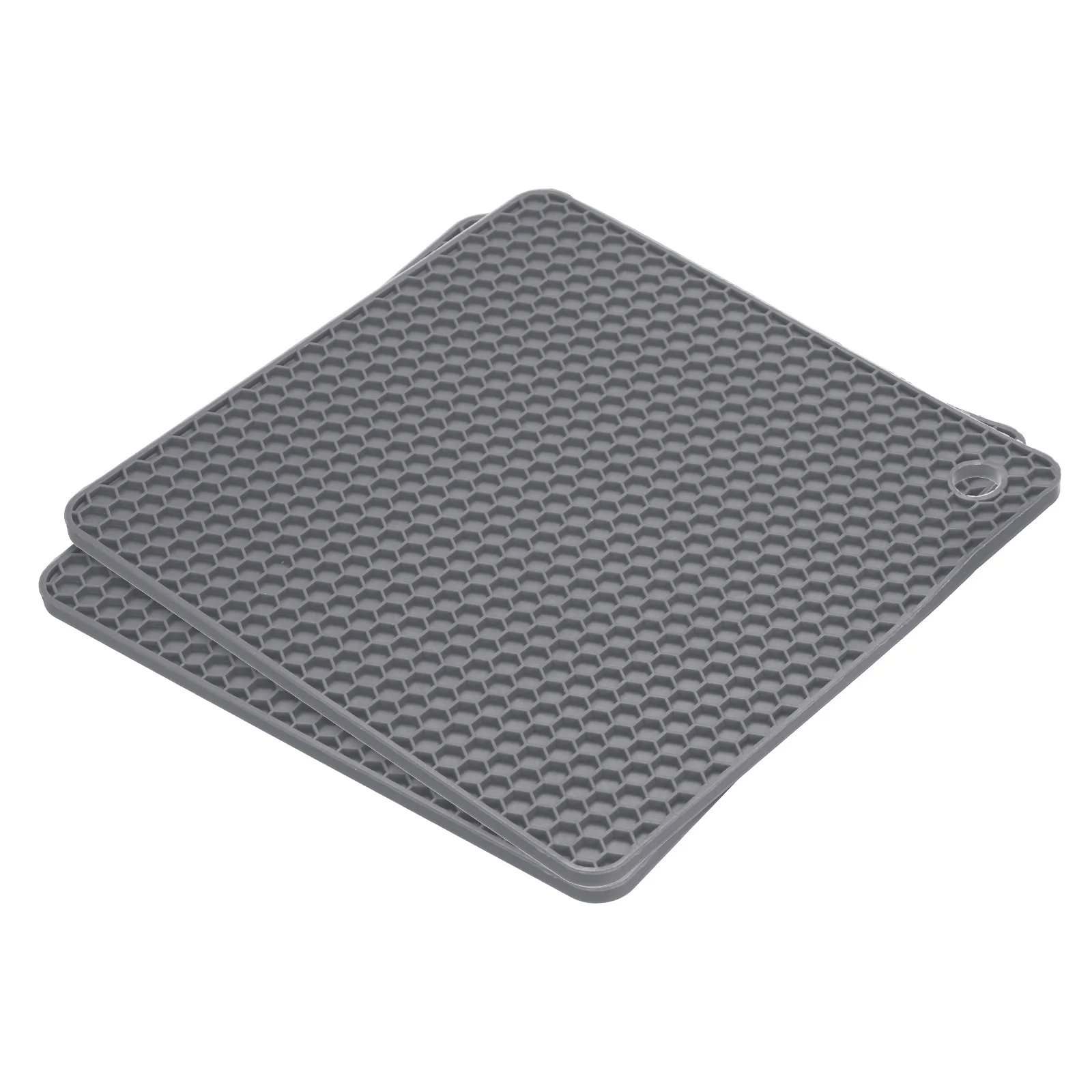 

Silicone Trivet Mats 2Pcs Square Hot Pan Pads Hot Pot Holder Non-Slip Drying Mat for Kitchen Counter Table -Deep Gray