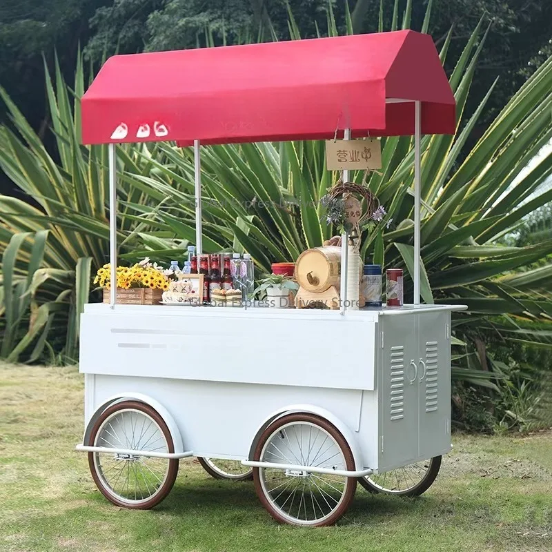 Multi-Functional Outdoor Mobile Food Cart: Internet Celebrity Style, For Sales, Square Promotion & Ice Cream/Snack Display