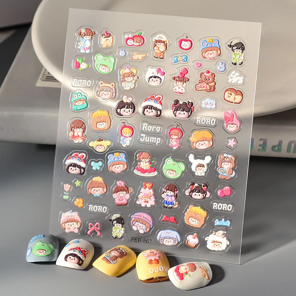 1 Sheet 5D Nail Sticker Promotional  Cheap Cartoon AD Character Adhesive Stickers Nail Art Decoration FEB-867