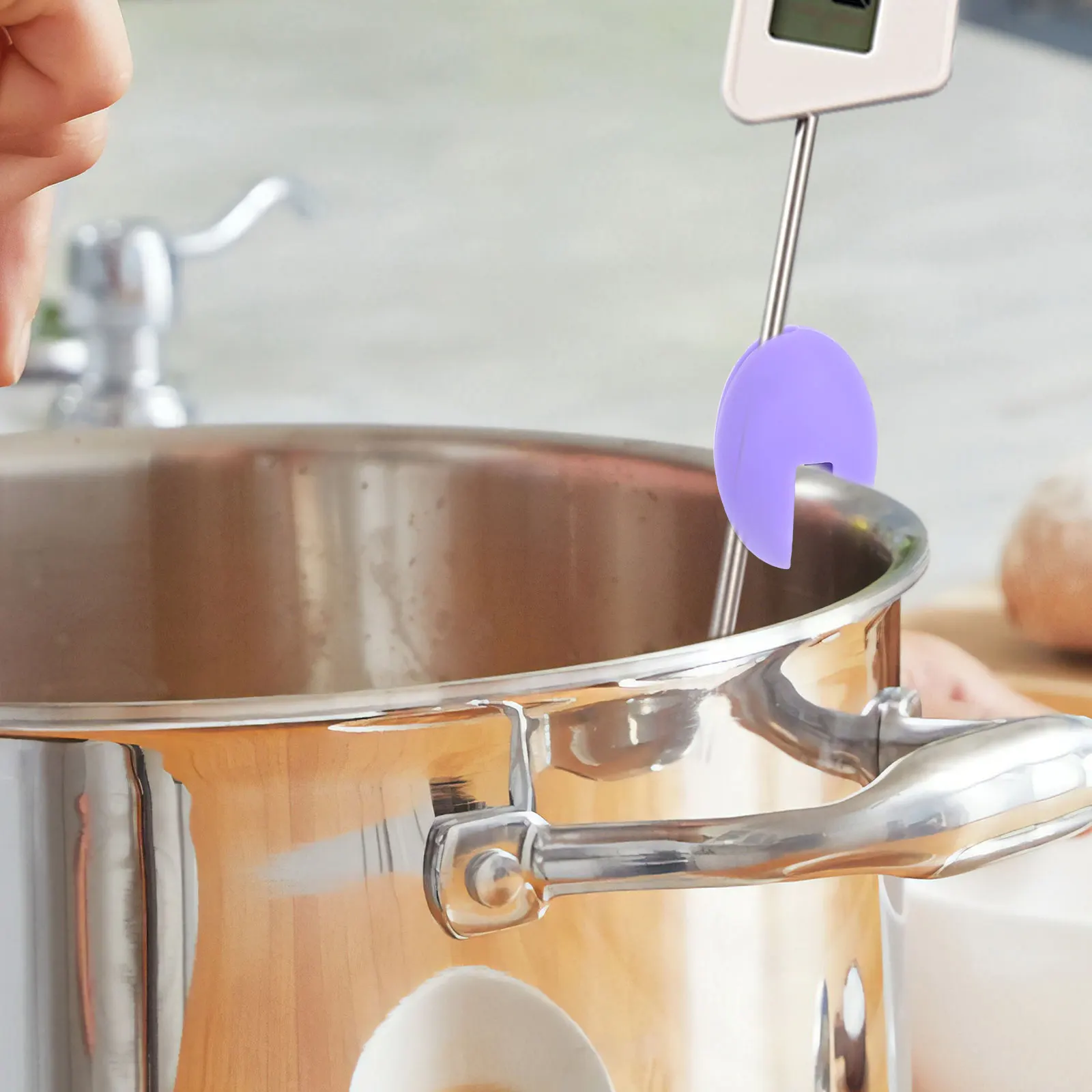 

Silicone Thermometer Pot Clip Scratch Resistant Temperature Probe Clip Holder Kitchen Cooking Candy Meat Frying Tool Precision