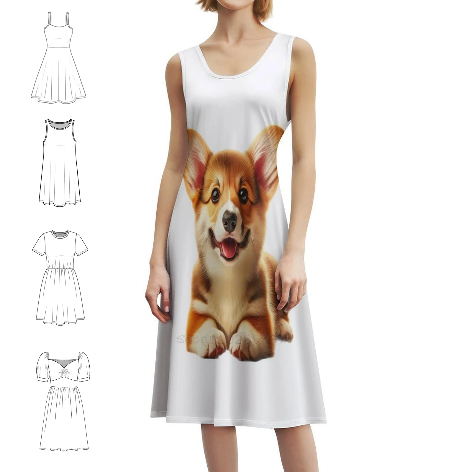 

Сексуальное отпускное платье Corgi Puppy's Delight для женщин, мини-платье для пляжной вечеринки, дня рождения, корги, щенок, легкий фон, короткие ноги