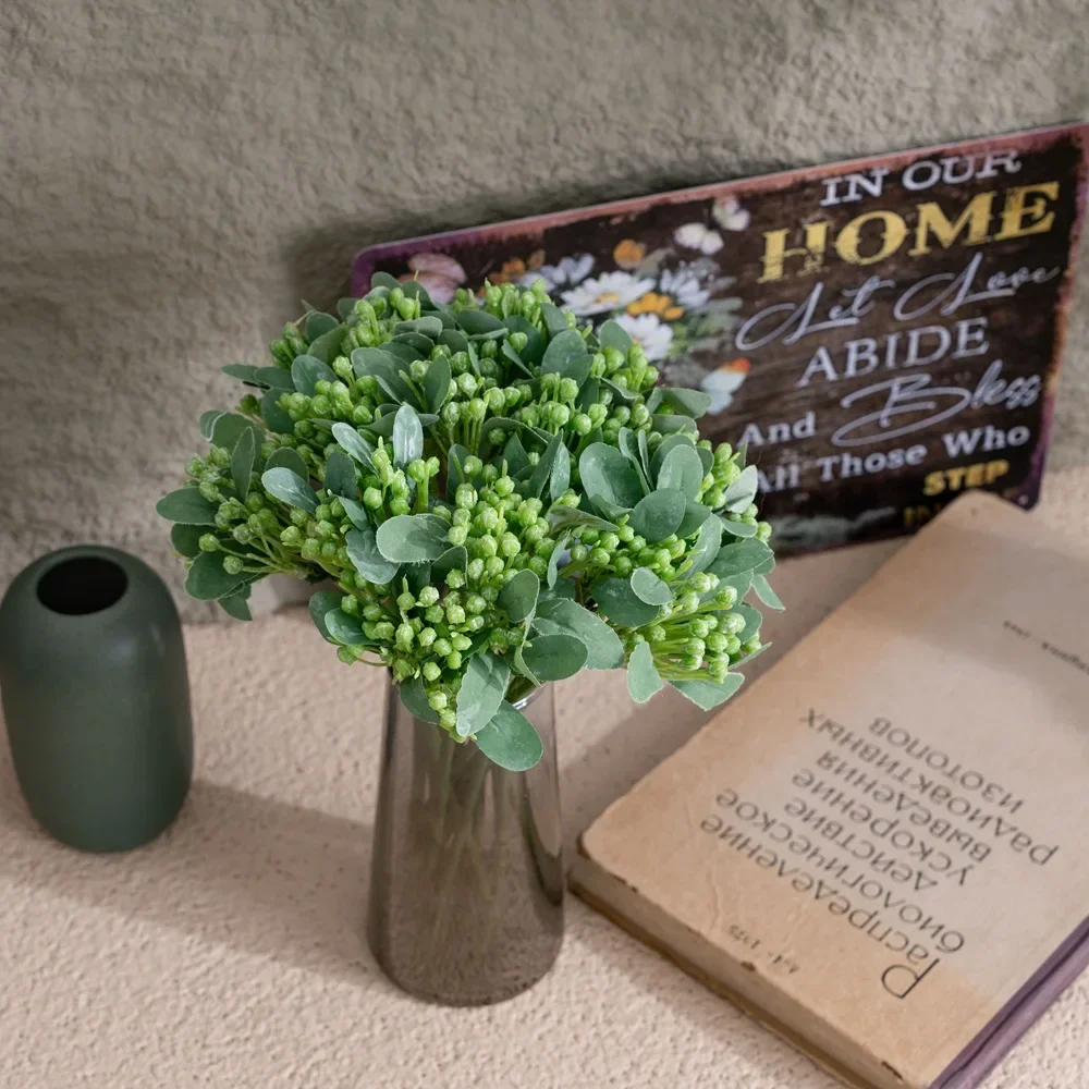 26.5CM Small Leaf Rice Grain Bean Artificial Plant Home Decoration Wedding Ornament Flower Arrangement Accessories