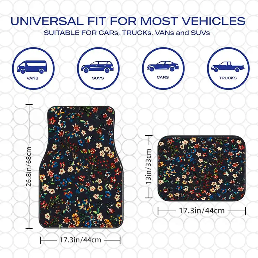 2pcs/4pcs Floral Print Car Floor Mats - Durable Floor Liners, Safe And Practical, An Ideal Gift Choice, Long-Lasting, Suitable F